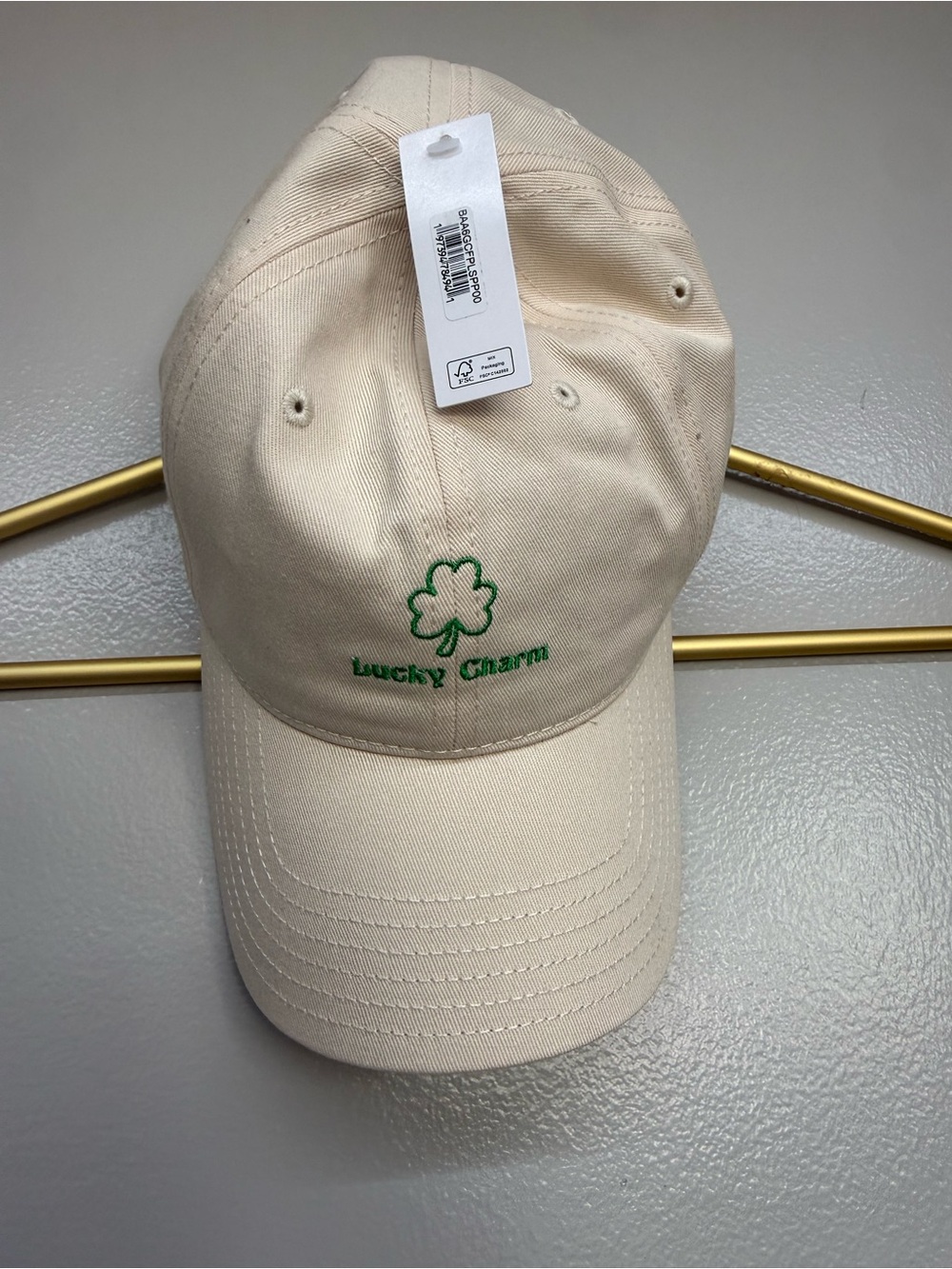 Cream 'Lucky Charm' Embroidered Baseball Cap New with Tags